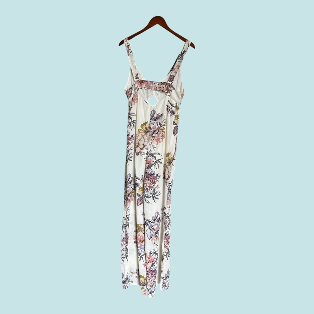 Ark & Co Floral Jumpsuit Women’s Medium M Ivory Pink Mauve Boho Wide Leg